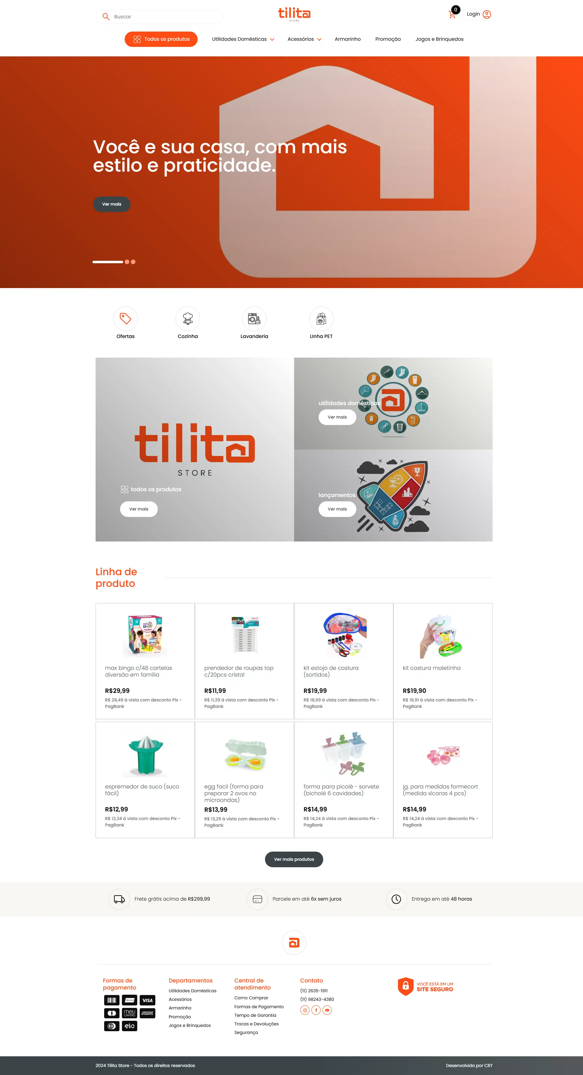 Screenshot completo do e-commerce Tilita Store desenvolvido na plataforma Tray
